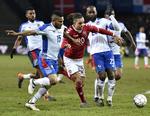 Yussuf Poulsen fra RB Leipzig. 23 år. 26 landskampe. 3 mål. Poulsen Lars/POLFOTO