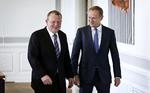 Lars Løkke går i rette med Donald Tusk. Jens Dresling/POLFOTO