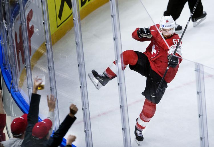 Schweiz har nu slået Finland og Canada i de afgørende knockout-kampe, men vil stadig være underdog mod Sverige i finalen søndag. (Foto: Liselotte Sabroe/Ritzau Scanpix)
   Liselotte Sabroe/Ritzau Scanpix