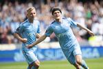 Med målene af Marcus Mølvadgaard (tv.) og Mikkel Kallesøe (th.) er Randers FC godt på vej mod at redde livet i Superligaen. Bo Amstrup/Ritzau Scanpix