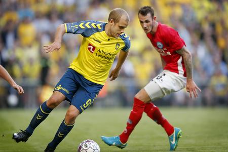 Næste sæson bliver Jens Martin Gammelby (th.) holdkammerat med Teemu Pukki - hvis finnen altså bliver i Brøndby. Jens Dresling/POLFOTO