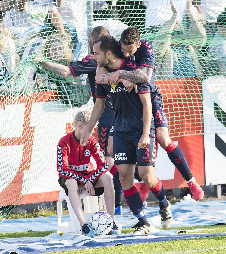 Niklas Backman bragte AGF foran med sit første mål i sæsonen. Claus Fisker/Ritzau Scanpix