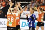 Kamilla Kristensen og hendes holdkammerater fra Odense sikrede sig en ny chance for at vinde DM-guldet. Carsten Bundgaard/Ritzau Scanpix
