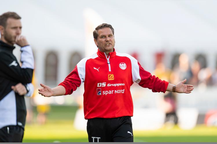 Thomas Thomasberg sluttede sæsonen med at ryge ud af slutspillet om en Europa League-playoffplads.  Bo Amstrup/Ritzau Scanpix