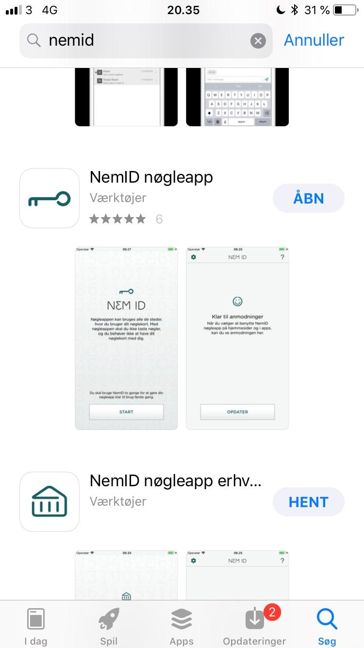 206.400 personer har hentet NemId-appen det første døgn. /Screendump