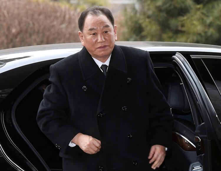 Kim Yong-chol, der her ses ved en tidligere lejlighed, er angiveligt på vej til USA for at tale med amerikanske regeringsmedlemmer om det mulige topmøde.  /AP