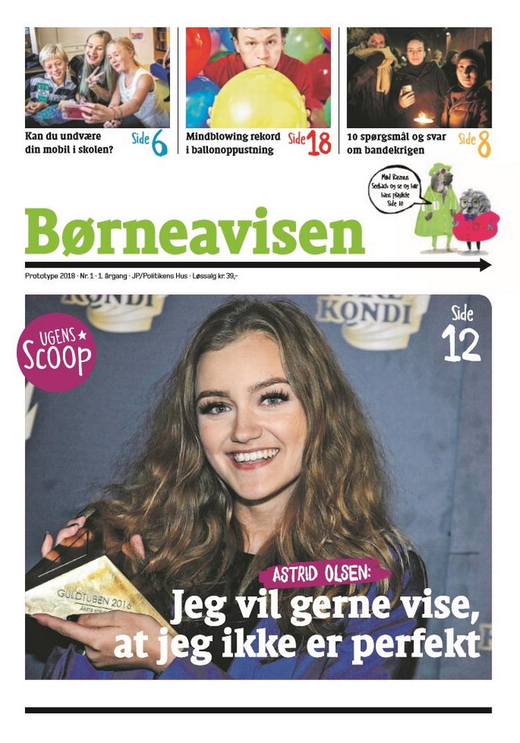 Her ses et eksempel på, hvordan en forside på 'Børneavisen' kan se ud. Pr: JP/Politikens Hus