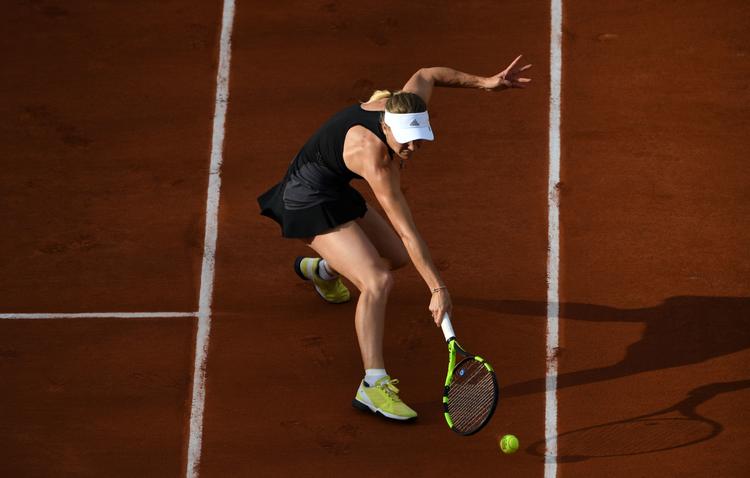 53 af kampens 78 point vandt Caroline Wozniacki i sin kamp i anden runde. Eric Feferberg/Ritzau Scanpix