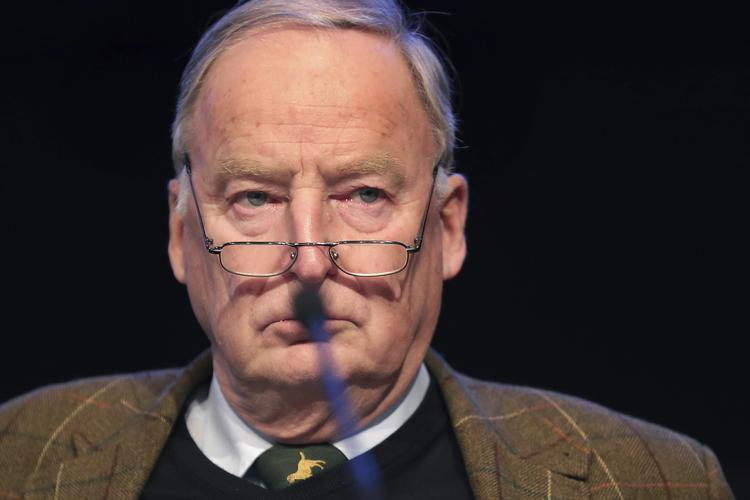 Alexander Gauland attends a party convention of the Alternative for Germany, AfD, party in Hannover, Germany, Saturday, Dec. 2, 2017. (AP Photo/Michael Sohn)
   Michael Sohn/AP