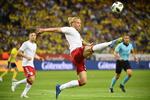  Kasper Dolberg  spillede en lille halv time i sin 5. landskamp i aftes i Sverige.  9200 Björn Larsson Rosvall/tt/Ritzau Scanpix