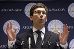 Justitsministeren i den amerikanske delstat Washington, Bob Ferguson (bill.), går nu rettens vej for at få Facebook og Google til at udlevere informationer om politiske annoncer fra de sidste fem år, eller i modsat fald blive idømt bødestrag (Foto: AP Photo/Elaine Thompson)

 