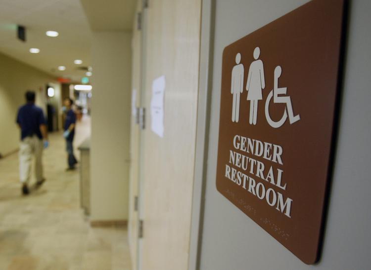Indgangen til et kønsneutralt toilet på det amerikanske  University of Vermont. Toby Talbot/AP
