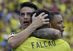 Radamel Falcao og  James Rodriguez er to af sydamerikanernes store stjerner.  Ricardo Mazalan/AP