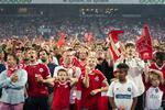 
Lang flere end forventet gik i Parken for at følge kampen mod Peru på storskærm.
   
   Martin Sylvest/Ritzau Scanpix
