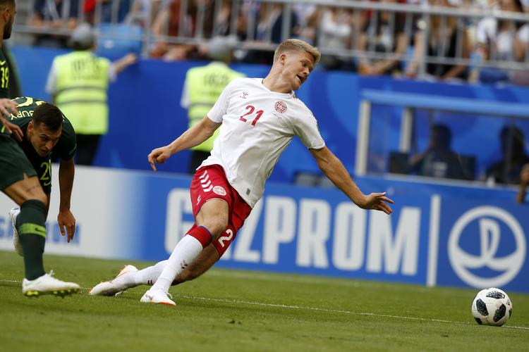 Andreas Cornelius kom ind midt i 2. halvleg i stedet for Nicolai Jørgensen. 













Danmark spiller VM
   Finn Frandsen/POLFOTO
