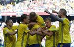 Sverige vandt 1-0 over Sydkorea i den første kamp. 
   Pavel Golovkin/AP