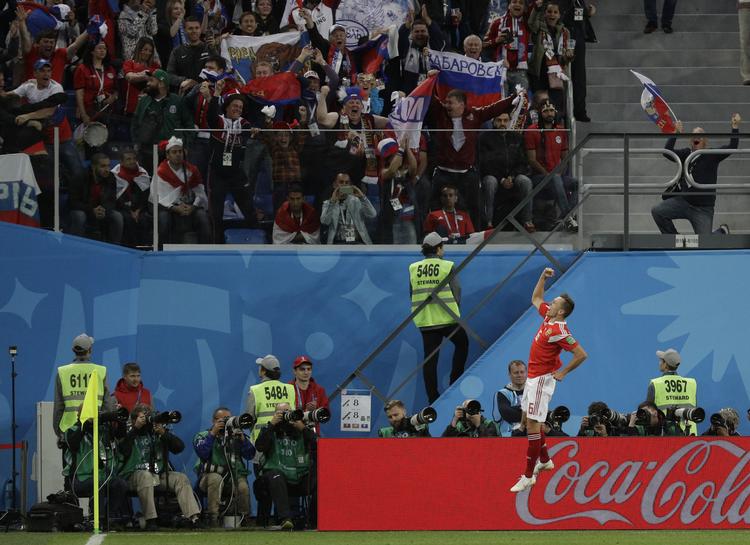 Denis Cheryshev har været en af russernes bedste spillere og er topscorer med 3 mål.  Gregorio Borgia/AP