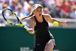 Fredag gav Caroline Wozniacki igen prøver på sin stærke kampmoral, der bar hende igennem en til tider meget vanskelig kamp mod tyske Angelique Kerber. 
   Glyn Kirk/Ritzau Scanpix