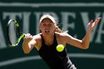 Caroline Wozniacki, der måtte gennem en meget hård semifinale fredag mod Angelique Kerber, er favorit til titlen i Eastbourne.
   Paul Childs/Ritzau Scanpix