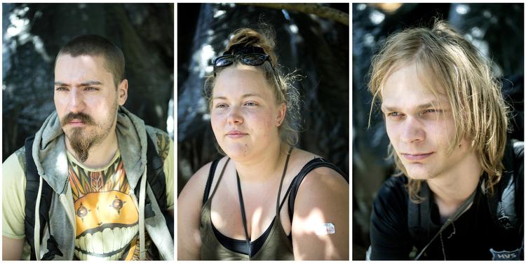 Det var måske lidt voldsomt for Ocean Stones, Josefine Munk Andersen og David Samuel Sejer Jensen at være til Eminem med 100.000 andre, men de har alle tre klaret sig igennem festivalen. Andreas Haubjerg/POLFOTO