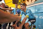 Der var smil på hos Jakob Fuglsang, da han rullede af efter gårsdagens etape.
   Claus Bonnerup/Ritzau Scanpix