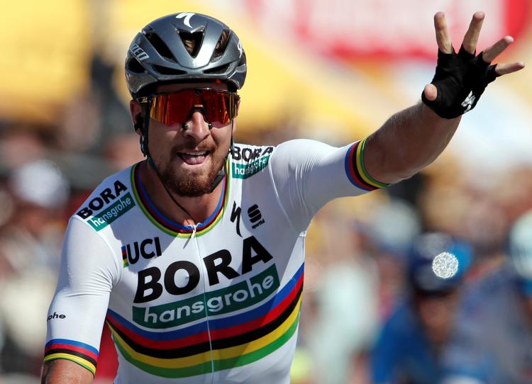 Efter 182 km fra  Mouilleron-Saint-Germain til La Roche-sur-Yon kunn Peter Sagan juble.  Benoit Tessier/Ritzau Scanpix