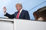 USA's præsident, Donald Trump, er landet på Melsbroek luftbasen i Bruxelles.  Pablo Martinez Monsivais/AP