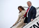 Donald Trump og hustruen, Melania, landede tirsdag aften i Bruxelles.  Pablo Martinez Monsivais/AP