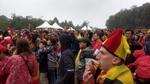 I byer i hele Belgien samledes folk foran storskærme for at se VM-semifinalen mod Frankrig. Her er det en park i Waterloo, en forstad cirka 15 km syd for Bruxelles. Nilas Heinskou