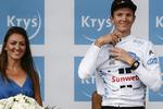 Søren Kragh Andersen var på podiet for tredje dag i træk for at blive iklædt den hvide ungdomstrøje.
   Philippe Lopez/Ritzau Scanpix