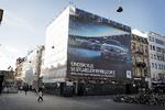 Ulovlig stilladsreklame ved Nørreport, på Frederiksborggade 11, ejet af KD Ejendomme. Jens Dresling/POLFOTO