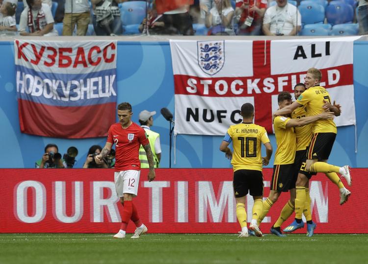 I modsætning til mange andre på banen i bronzekampen spillede Thomas Meunier både med stor energi og vilje til at løbe mange meter. Petr David Josek/AP