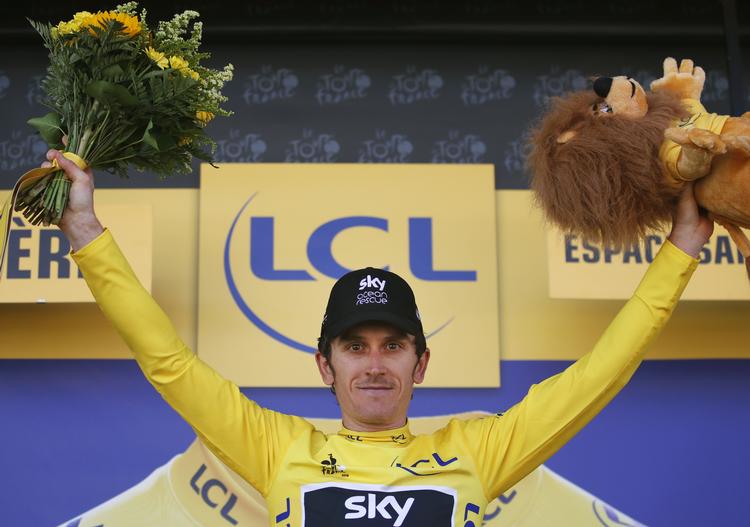 Geraint Thomas kørte også  fire dage i gult sidste år.  Christophe Ena/AP