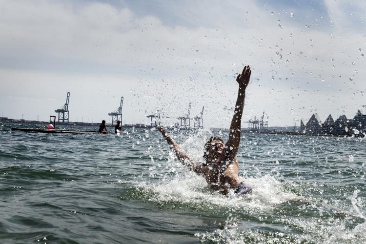 Landmænd og græsplæner er tørstige. Men den varmeste sommer i mands minde fortsætter ufortrødent. Her er vi ved Den Permanente ved Aarhus.
   Lund Tanja Carstens/RITZAU/SCANPIX