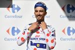 Julian Alaphilippe er glad for sin prikkede bjergtrøje, og han har mulighed for at score flere point i dag.
   Jeff Pachoud/Ritzau Scanpix