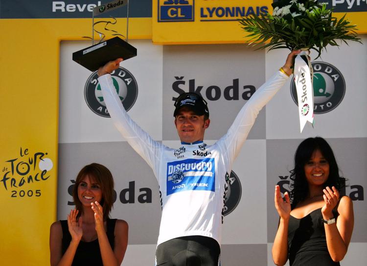 Ukraineren Yaroslav Popovych, der her ses i den hvide ungdomstrøje i 2005, blev året efter den indtil i dag seneste etapevinder i Carcasonne.
   Christophe Ena