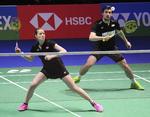 Christinna Pedersen og Mathias Christiansen sparede kræfter på vej til 3. runde. Rui Vieira/AP