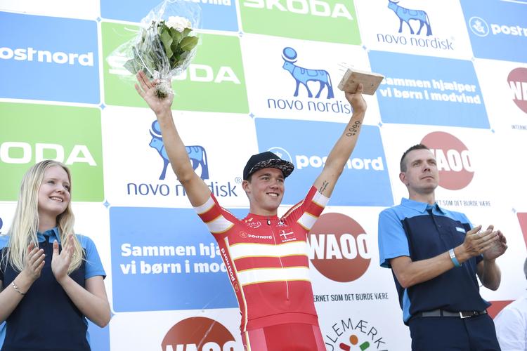 Mads Pedersen jubler over sin sejr på enkeltstarten i Nykøbing Falster.
   Thomas Sjoerup/Ritzau Scanpix