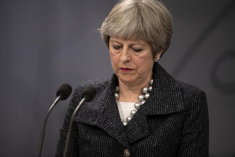 Da Storbritanniens premierminister Theresa May var på besøg i Danmark, hvor hun holdt pressemøde med statsminister Lars Løkke Rasmussen (V) i spejlsalen på Christiansborg i april. Peter Hove Olesen/POLFOTO