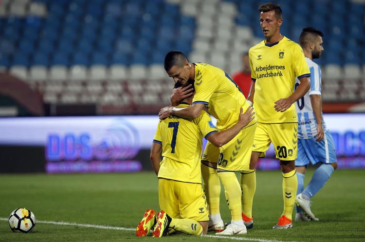 Brøndby fik et perfekt resultat med en 2-0-sejr i Beograd. Darko Vojinovic/AP