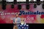 Sverigedemokraterna tordner frem i meningsmålingerne inden det svenske riksdagsvalg i september. Formand Jimmie Åkesson holder tale på partiets sommermøde i Sölvesborg. Peter Hove Olesen/POLFOTO