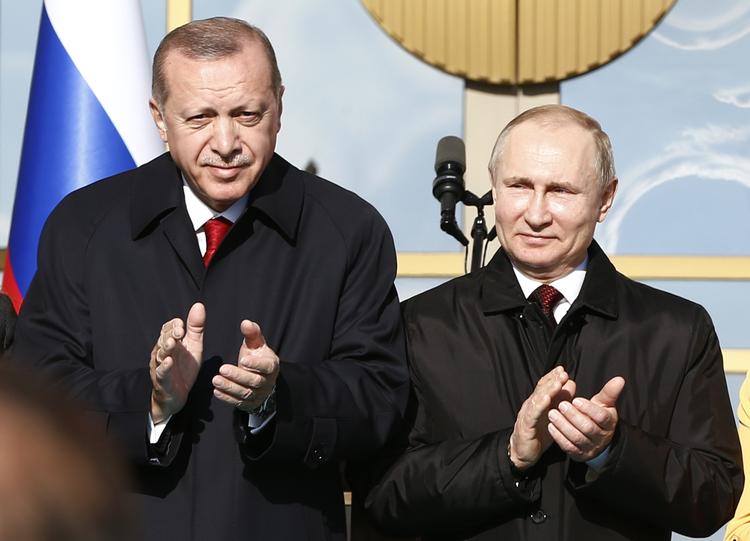 Tyrkiets præsident Recep Tayyip Erdogan og Ruslands præsident Vladimir Putin. Burhan Ozbilici/AP