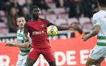 FC Midtjyllands Mayron George fik bragt sit hold foran i første halvleg, hvor waliserne fra TNS dog hurtigt udlignede til 1-1. Claus Fisker/Ritzau Scanpix