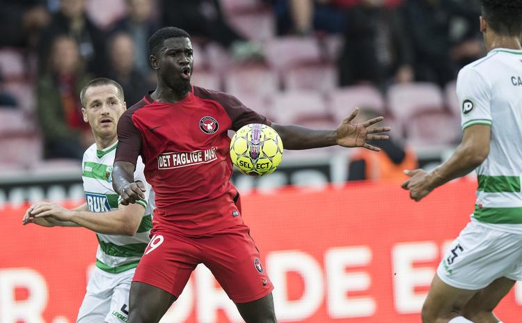 FC Midtjyllands Mayron George fik bragt sit hold foran i første halvleg, hvor waliserne fra TNS dog hurtigt udlignede til 1-1. Claus Fisker/Ritzau Scanpix