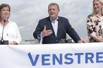 Karen Ellemann, Lars Løkke Rasmussen og Britt Bager, på pressemødet i forbindelse med sommergruppemødet på Helnan Marselis Hotel i Aarhus.  Henning Bagger/Ritzau Scanpix