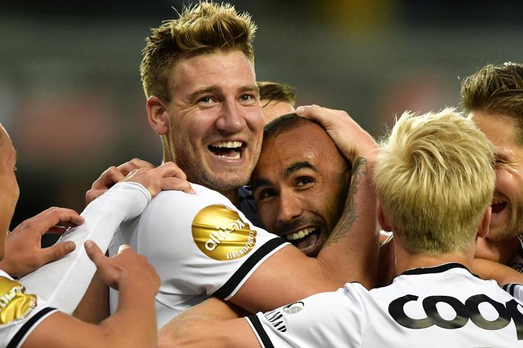 Med målet til 2-0 scorede Nicklas Bendtner for tredje gang i denne europæiske sæson efter to scoringer mod Valur Reykjavik. Wold, Ole Martin/Ritzau Scanpix