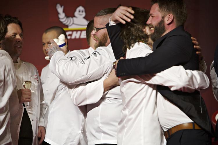 26 danske restauranter har fået michelinstjerner. Billedet er fra stjerneuddeling på Københanvs Rådhus i februar.  Martin Lehmann/POLFOTO