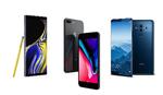 En række af de mest populære phablets, du kan købe lige nu. Fra venstre til højre er det Samsung GALAXY Note 9, Apple iPhone 8 Plus og Huawei Mate 10 Pro (Foto: Samsung/Apple/Huawei). Samsung/Apple/Huawei