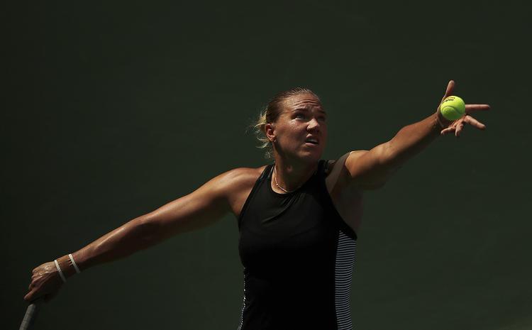 Kaia Kanepi leverede sensationen mod Simona Halep. Andres Kudacki/AP