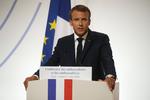 Den franske præsident holdt tale i dag i Paris på det årlige møde for 250 franske ambassadører. Philippe Wojazer/AP